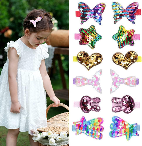 Clips De Cabello Zanwell Para Niñas, 12 Piezas Brillantes Cl