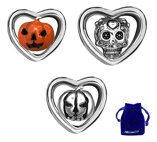 Jmqjewelry Skull Halloween Pumpkin Heart Women Bead Charms F