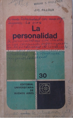 La Personalidad - Jean Claude Filloux -  Eudeba  1969