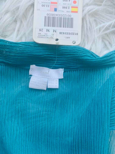 Remera Musculosa Zara Turquesa Importada De España Unica