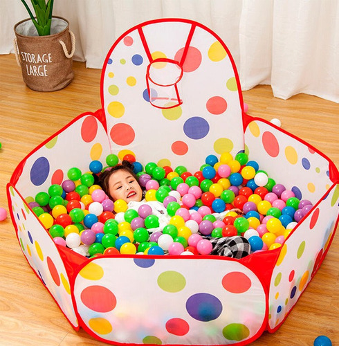 Imagen 7 de 10 de Pelotero Bebe Niño Niña Infantil 50 Pelotas Y Aro De Basquet