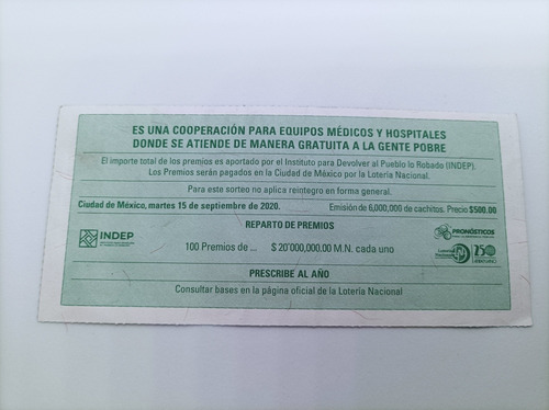 Boleto De Lotería De Avión Presidencial (Usado)