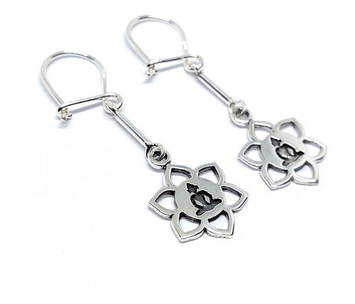 Aros Colgantes Flor Del Loto Yoga Plata Italiana 925