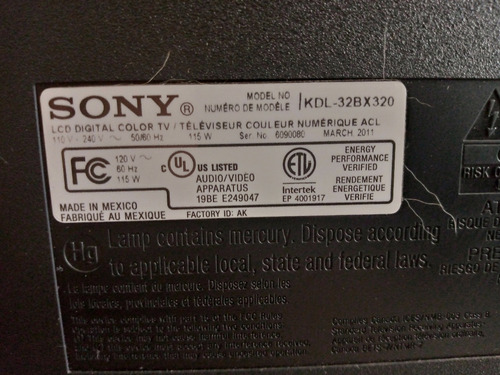 Imagen 5 de 6 de Tarjeta Inverter Lc320wxn 6632l-0627a Tv Sony Kdl32bx320