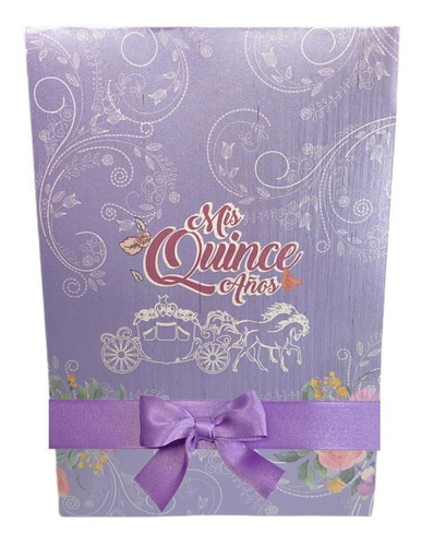 60 Tarjetas Invitación Quince Años Detalles Lila, 5 Docenas