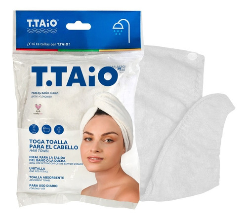 Toalla Para Cabello Gorro Turbante Secado Rapido T.taio Color Blanco