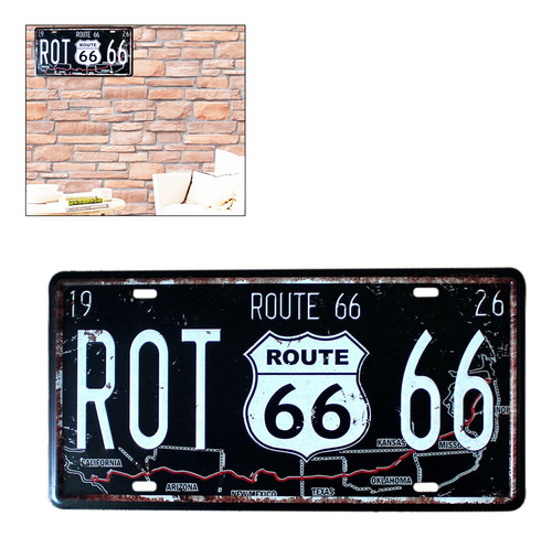 Placa De Matrícula Americana Route 66 Usa R66, De Metal, Est