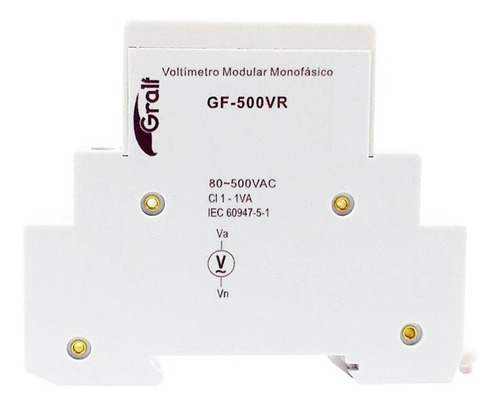 Imagen 4 de 7 de Voltimetro Modular Para Riel Din Gralf Gf-500vr 80-500v