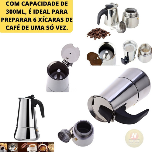 Cafeteira Italiana Inox Premium 6 Xicaras Melhor Cafeteira