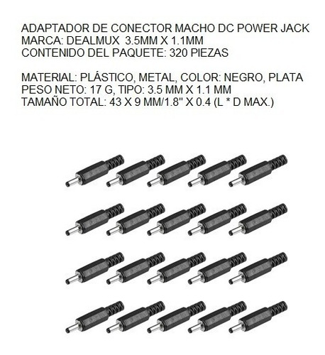 Adaptador De Conector Macho Dc Power Jack 3.5mm X 1.1mm