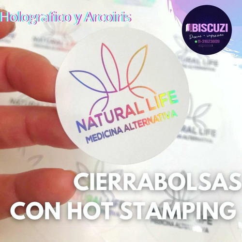 Cierrabolsas Hot Stamping Sticker Calco Logo Holografico