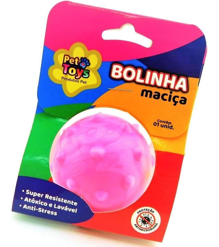 Brinquedo Bola Maciça Cravo Cães M 55mm Cor Rosa Dog2718rs