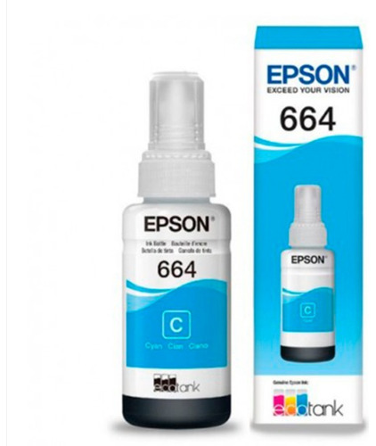 Pack 2 Unid. Botella Tinta Epson T664 70ml Originales Cian.