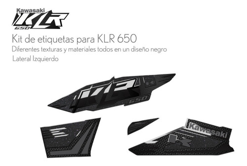 Imagen 4 de 8 de Calcomania/etiquetas Kawasaki Klr 650 Carbono Lija Designpro