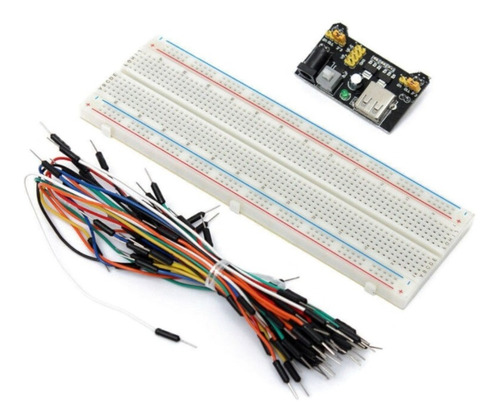 Protoboard 830 Puntos + Fuente 5v 3.3v + 65 Cables M - M