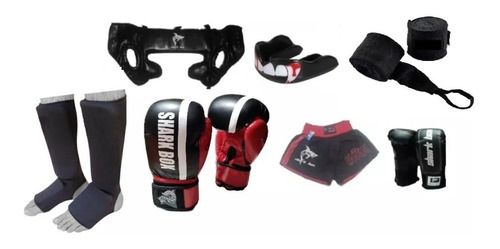 Oferta,kit Kick Boxing,guantes De Kick+tibiales..7 Productos