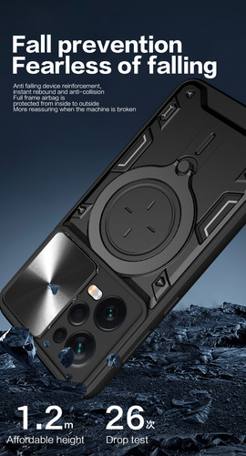 Funda Proteger Lente Rotación Andamio +mica Para Xiaomi Poco Negro Redmi Note12 Pro 5g/poco X5pro