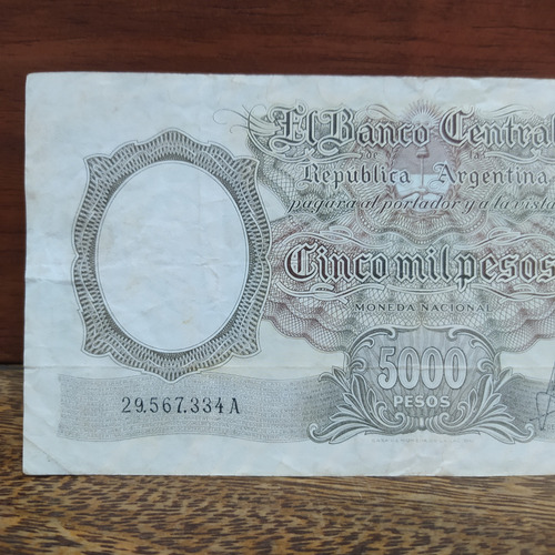 Antiguo Billete 5000 Pesos Moneda Nacional 1966 Bott 2177