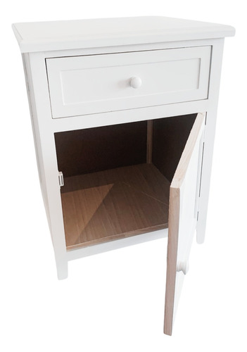 Velador Dormitorio Recco Cajon Puerta Derecho Blanco Blanco