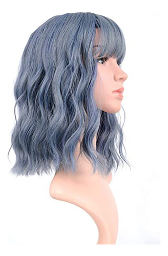 Nuevo Peluca Corta L Bangs For Mujer, Rizada Y Ondulada,