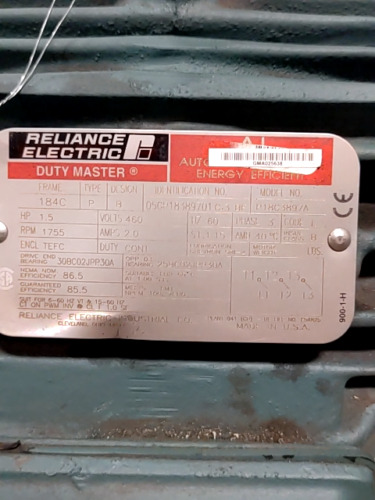 Reliance Electric 1.5hp Ac Motor 1755rpm 184c Frame 460v Ddd (Reacondicionado)