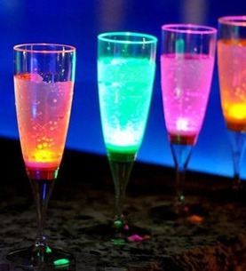 Copa De Champagne Luminosas Led 160ml Transparente Acrílica