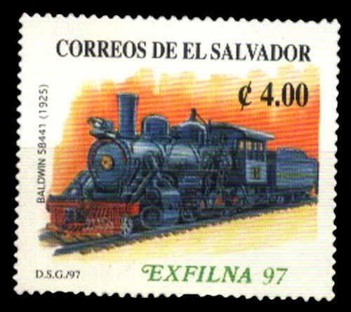 #20484 El Salvador Locomotora Tren Antiguos Yv 1307 Mnh