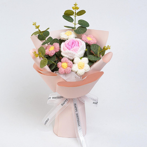 Bouquet De Flores Tejidas A Mano, Obsequio Especial Para
