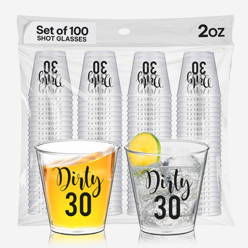 Dirty 30 Vaso Chupito Desechabl 100 Unidad Taza Cumpleaño 2
