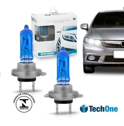 Imagem 1 de 4 de Par Lampada Super Branca H7 8500k 12v 55w Tipo Xenon Techone