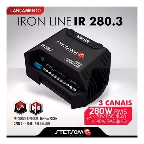 Amplificador para autos, pickups & suv Stetsom Iron IR 280.3 clase D con 3 canales y 280W