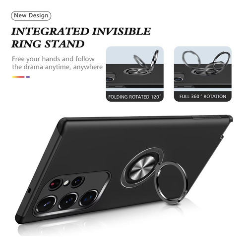 Funda Uso Rudo Anillo Carcasa Para Galaxy S23 Ultra+mica Negro Samsung Galaxy S23 Ultra