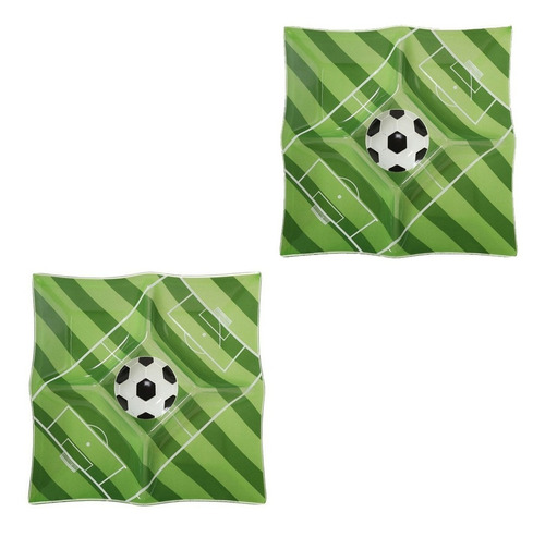 Jogos De Pratos Decorativo Para Petiscos Com 2 Unidades Cor Verde Campo de Futebol