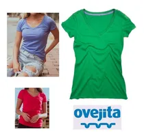 Comprar Franelas De Dama Ovejita Cuello En V Unicolor 100% Algodon