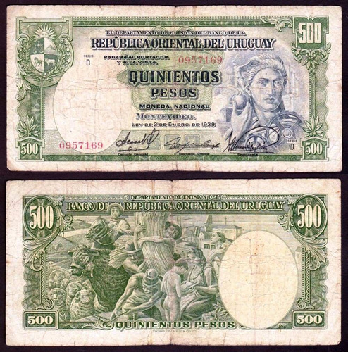 Billete Brou 500 Pesos (1939) Variante 38 D-2