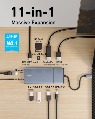 Estación De Acoplamiento Usb C Hub Anker 565 11 En 1 Para Po