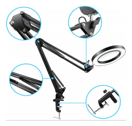 Jja Yam Lámpara De Mesa Flexible Con Pinza Con Lupa 8x