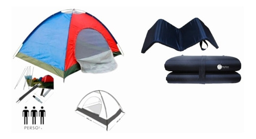 Combo Carpa Camping 3 Personas Y Colchoneta Camping Plegable