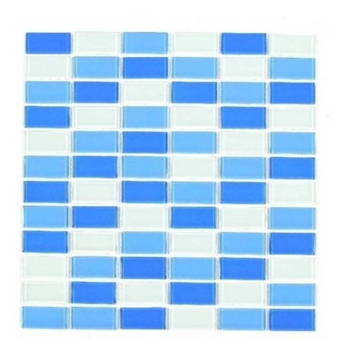 Malla Mosaico Vidrio Rectangulos Azules 30x30 Cm