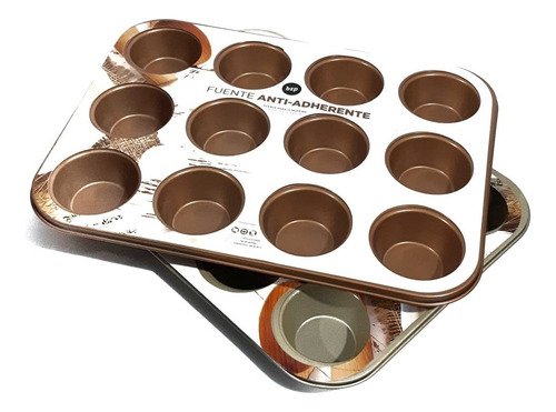 Molde Muffins X 12 Cupcakes Horno Antiadherente Sheshu Home Color Cobre