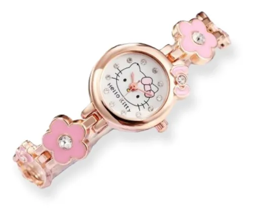 Reloj Hello Kitty Delgado Con Flores