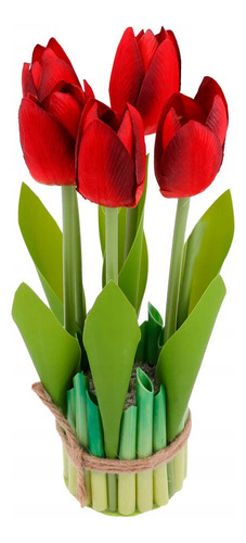 Ramo De Flores Tulipanes Artificiales De Decoración Regalo Rojo