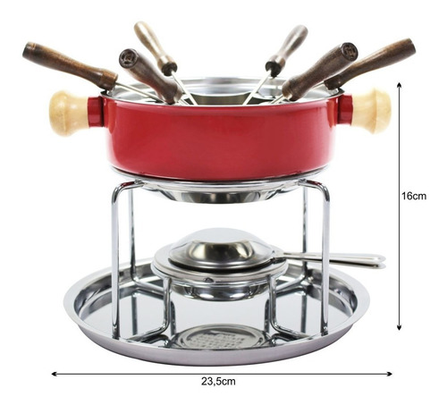 Aparelho De Fondue Para Queijo Chocolate Panela Para Fundi Cor Vermelho