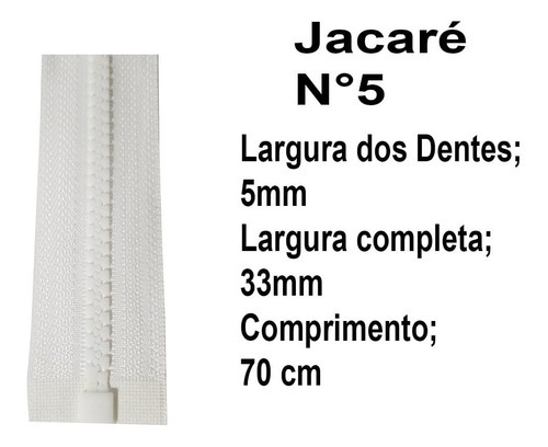 Zíper Para Jaquetas, Bolsas Extra Forte Cor Branco 70 cm cod X40