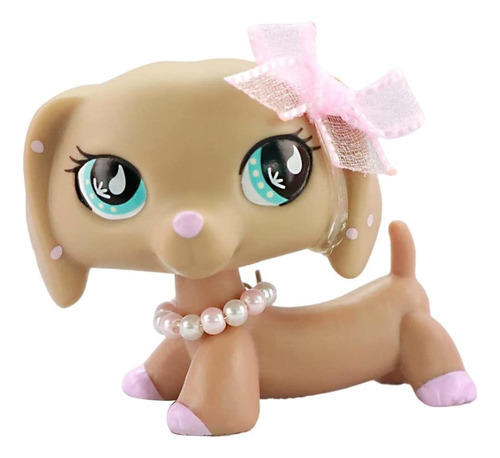 Lps Tan Dachshund 909 Pink Polka Dots With Teardrop B