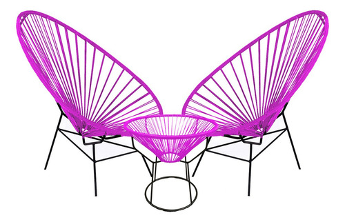 Sillas Acapulco Clásica Con Mesa Personalizable Ikapali Color Rosa Chicle Liso