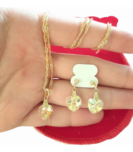 Corrente + Brinco 18k Banhado A Ouro Na Promoção Do Mês