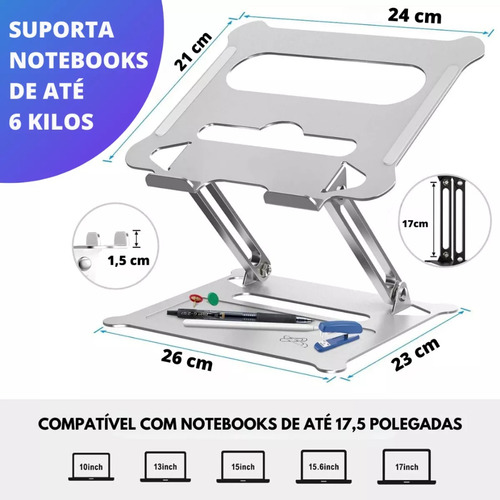 Suporte Para Notebook Aluminio Vertical Multi Angulo Apoio