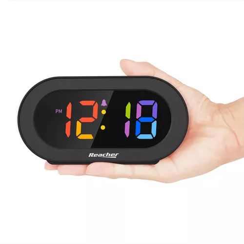 Reloj despertador digital simple y fácil de usar, pequeño compacto,  atenuación automática por la noche y 6 ajustes de brillo manuales,  alimentación de