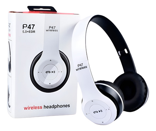 Auricular Bluetooth Vincha Recargable Inalambrico P47 Color Blanco